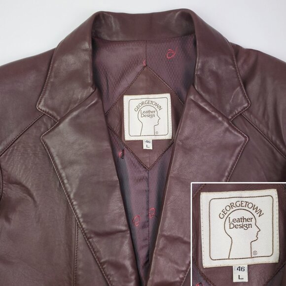 Georgetown Leather Design Remy Vintage Jacket Blazer Soft Supple Men's 46L - Picture 4 of 16